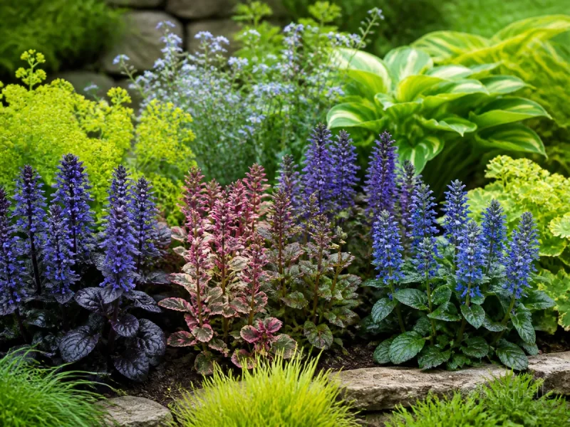Ajuga Companion Plants — for Bugle Feathered Friends™ 'Petite Parakeet'