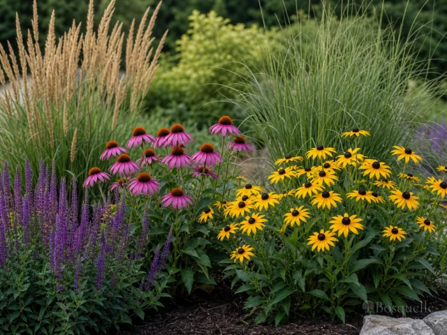 Black-Eyed Susan With Grasses or Asters guide illustration