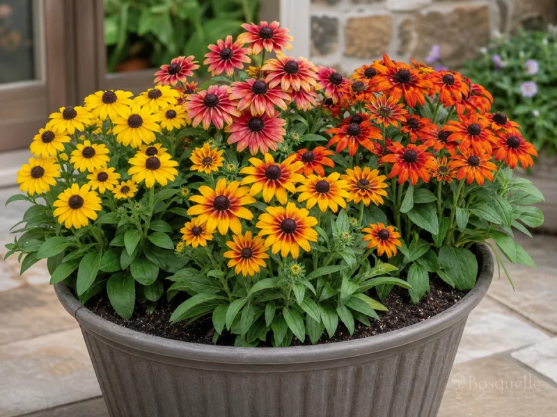 Black-Eyed Susans in Containers — for Clasping Coneflower