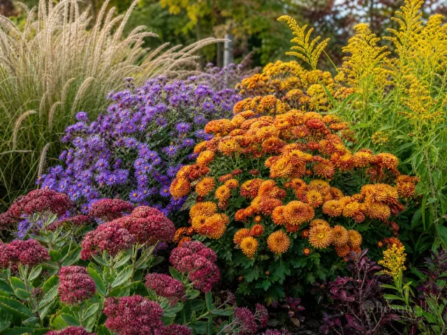 Chrysanthemum Companion Plants — for Garden Mum 'Harmony'