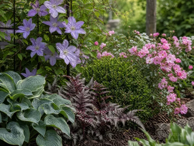 Clematis Companion Plants — for Large-Flowered Clematis 'Niobe'