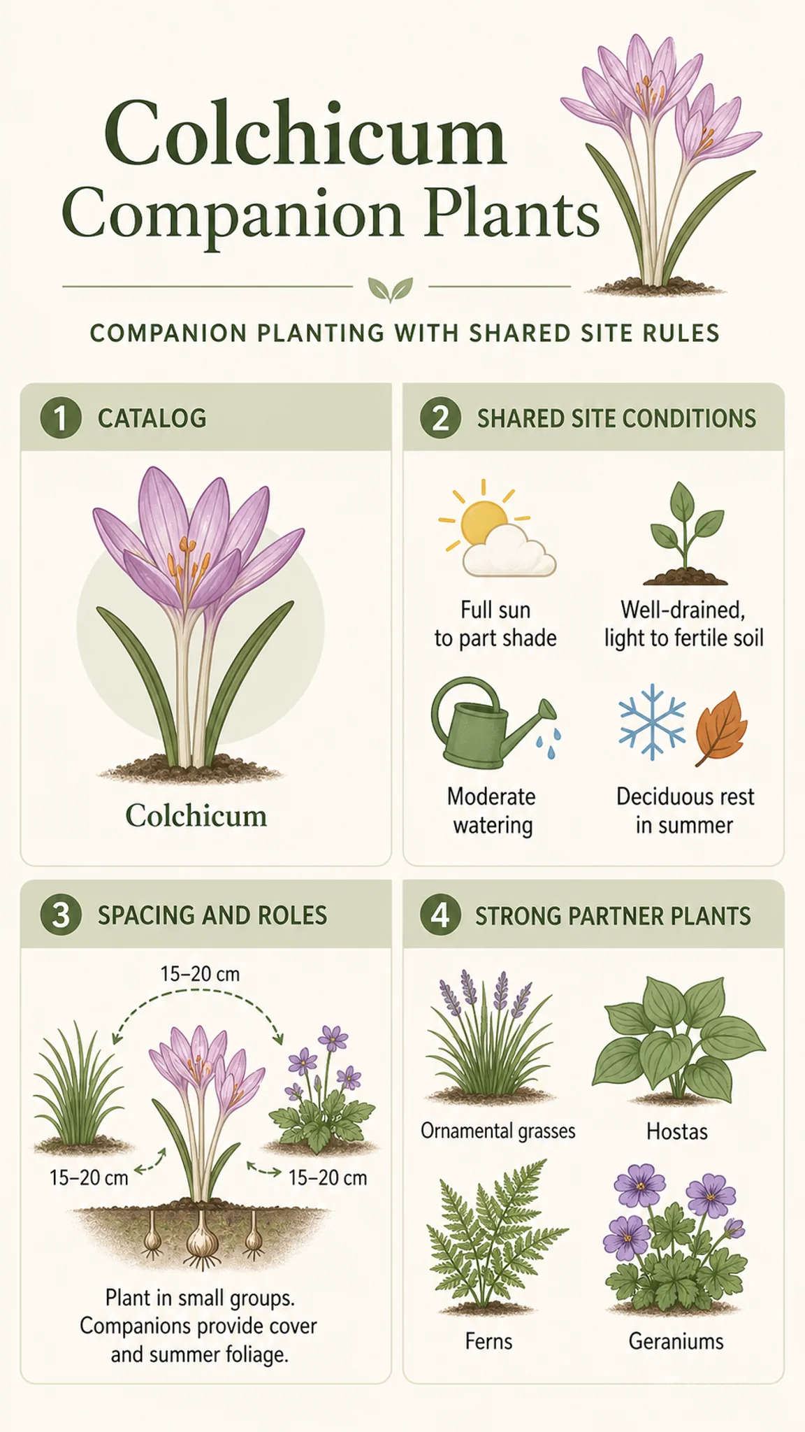 Colchicum Companion Plants care summary diagram