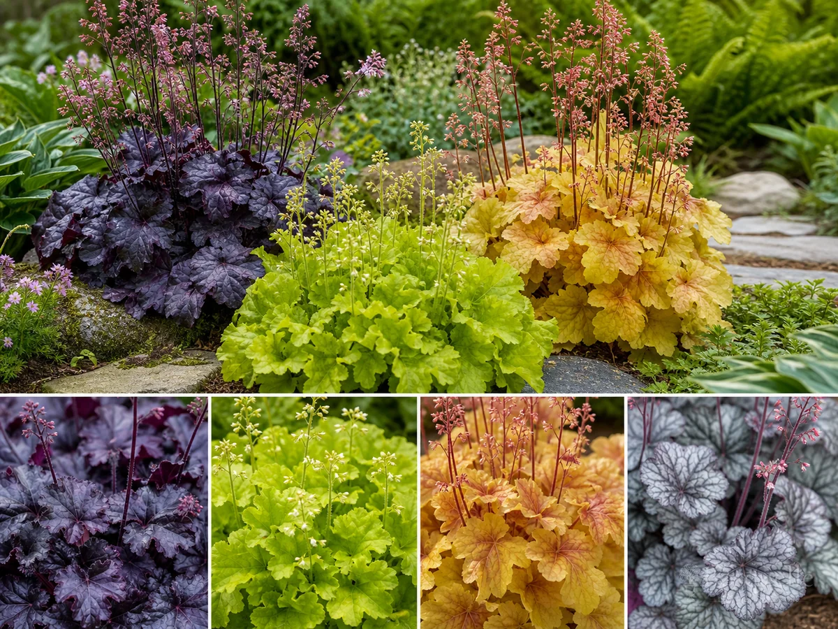 Colorful Garden Coral Bells guide illustration