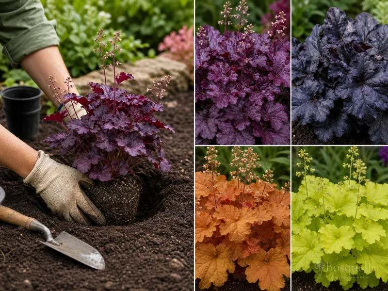 Dividing Coral Bells — for Coral Bells 'Shanghai'