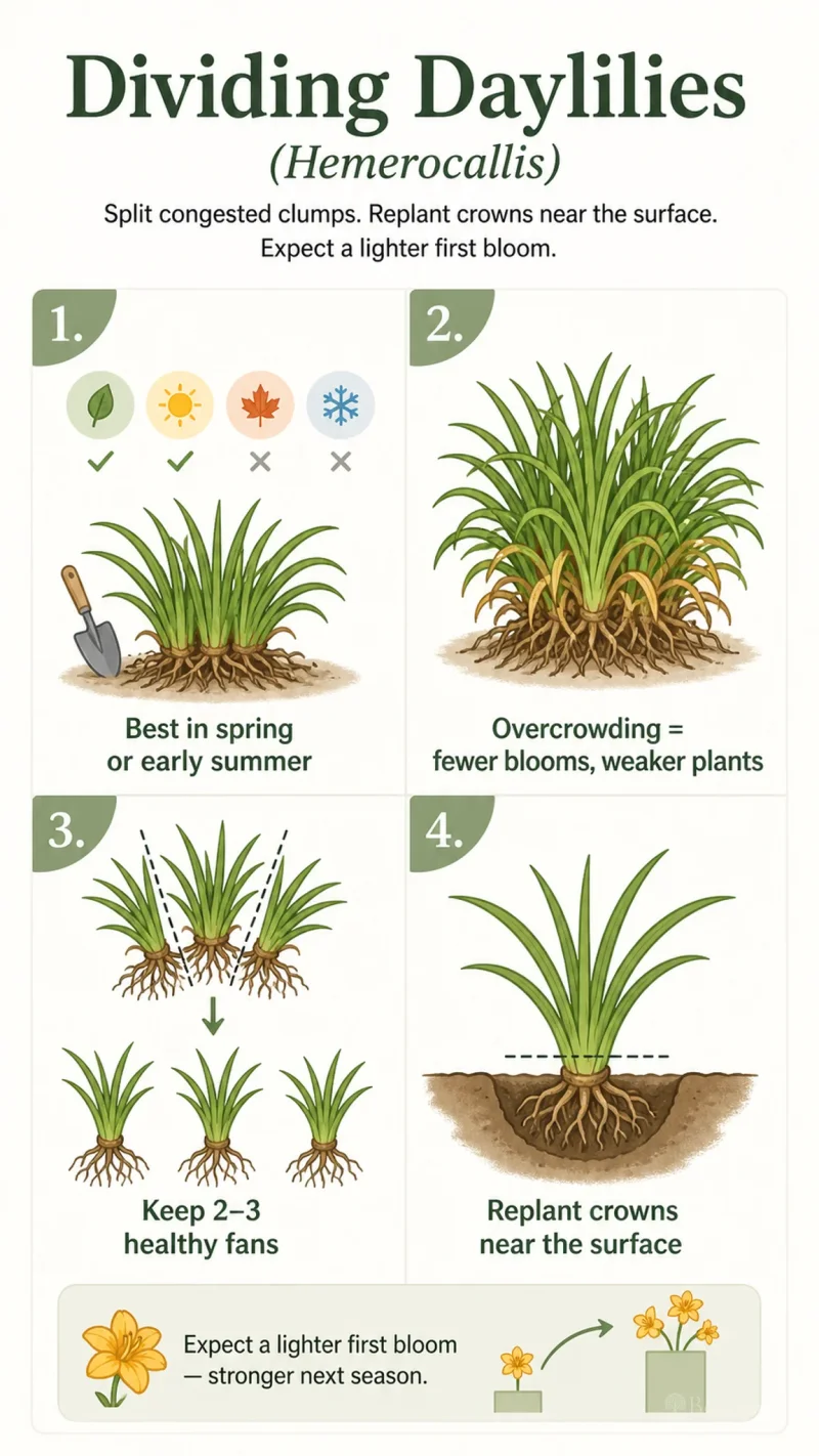 Dividing Daylilies care summary diagram