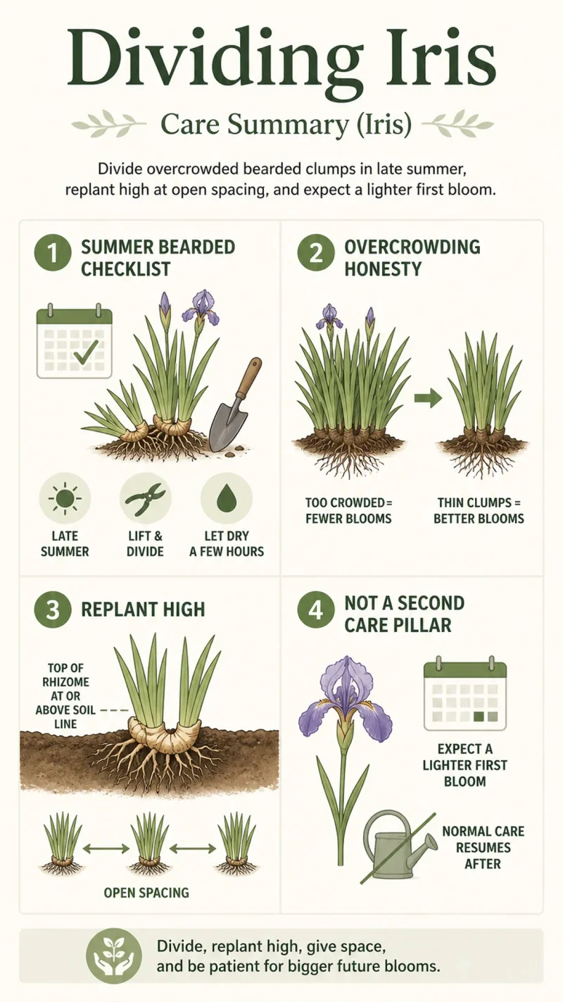 Dividing Iris care summary diagram