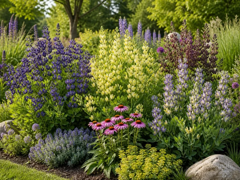 False Indigo Companion Plants for Sun and Space guide illustration