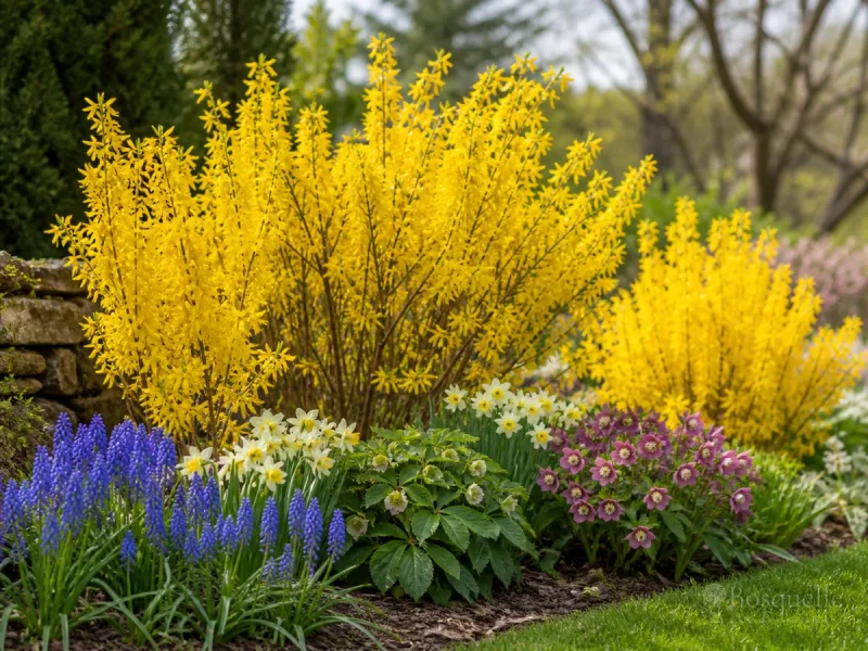 Forsythia Companion Plants — for Forsythia × intermedia 'Minfor6'