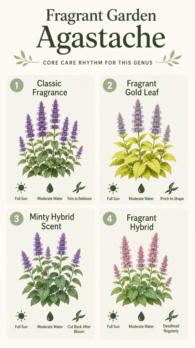 Fragrant Garden Agastache care summary diagram