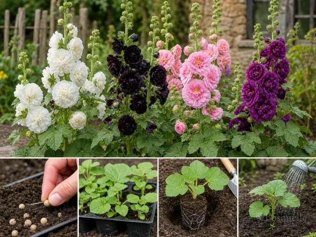 Growing Hollyhocks from Seed — for Hollyhock 'Chater's Double Maroon'