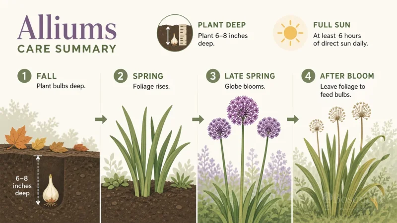 How to Grow Alliums care summary diagram