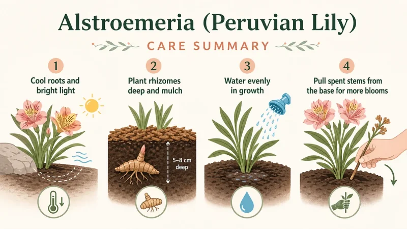 How To Grow Alstroemeria care summary diagram