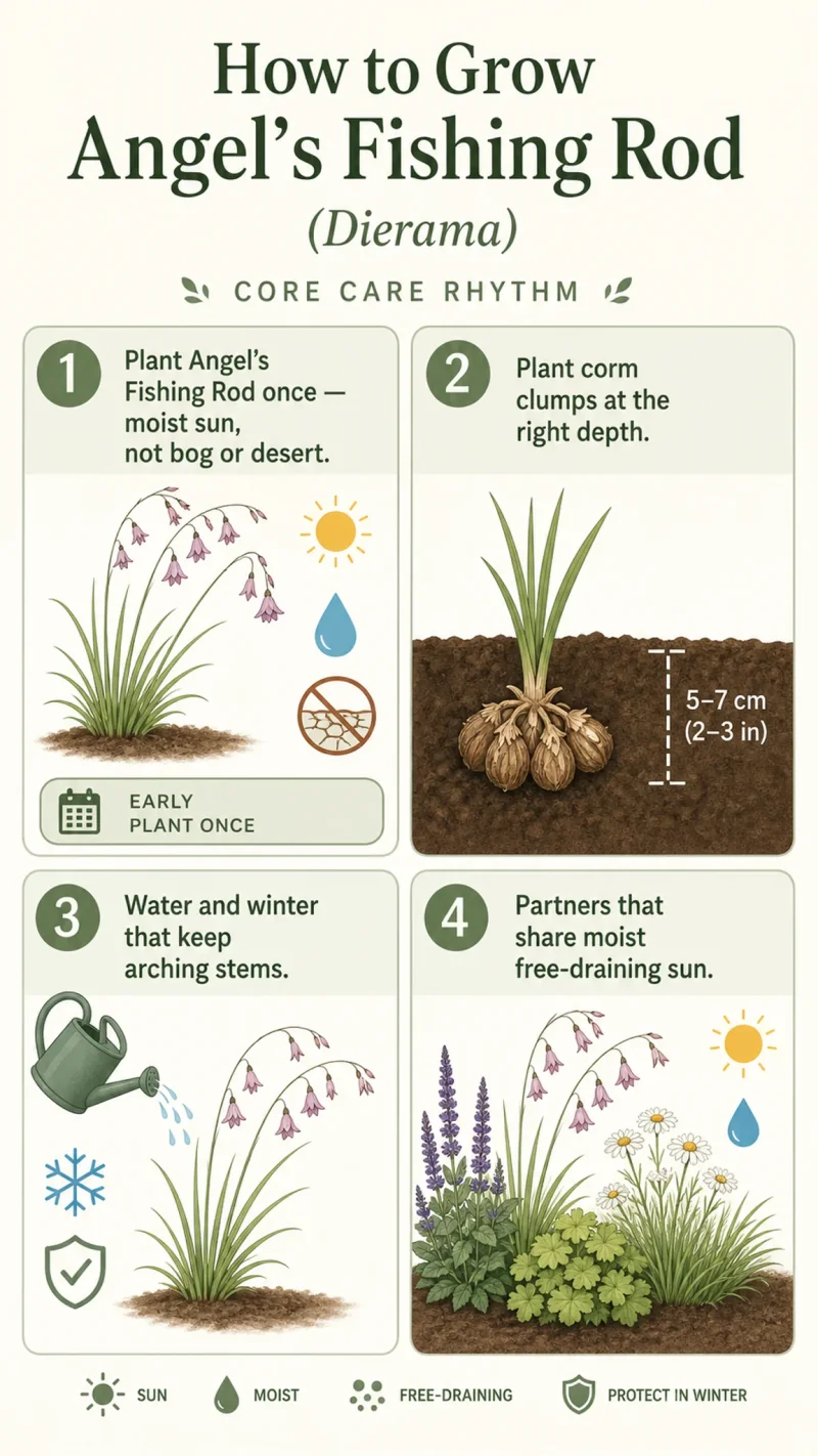 How to Grow Angel's Fishing Rod care summary diagram