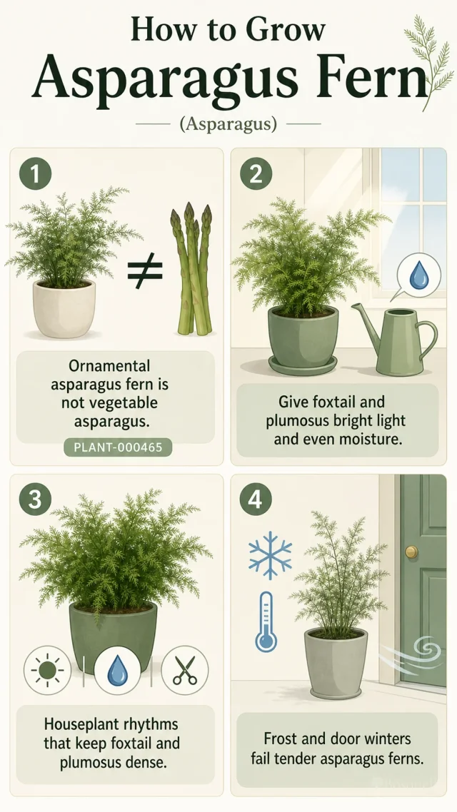 How to Grow Asparagus Fern care summary diagram