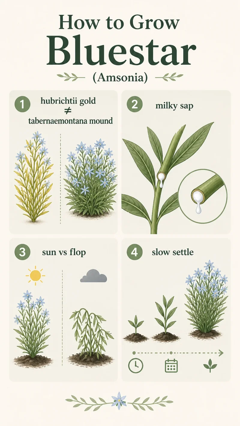 How to Grow Bluestar care summary diagram