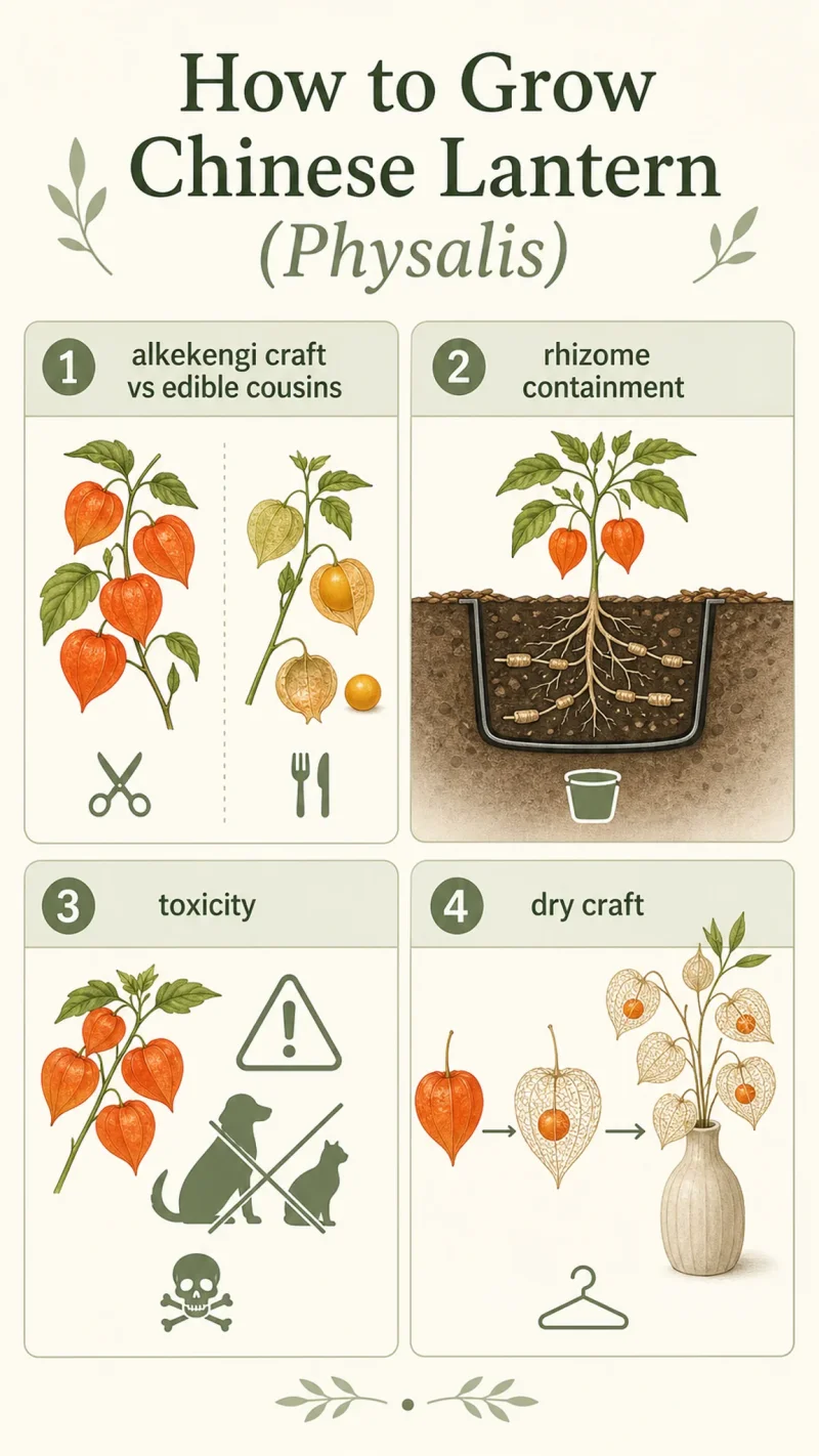 How to Grow Chinese Lantern care summary diagram