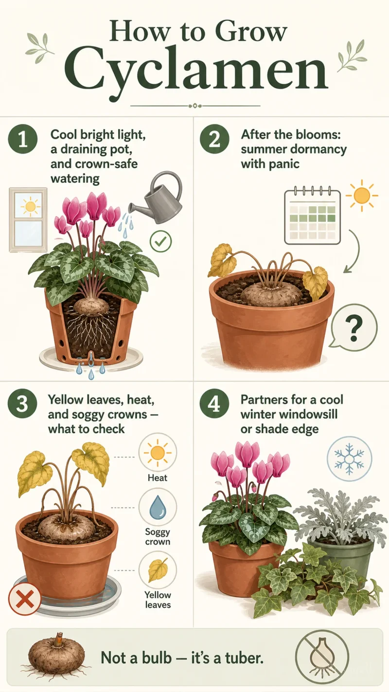 How to Grow Cyclamen care summary diagram