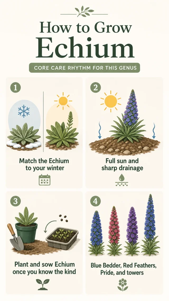 How to Grow Echium care summary diagram