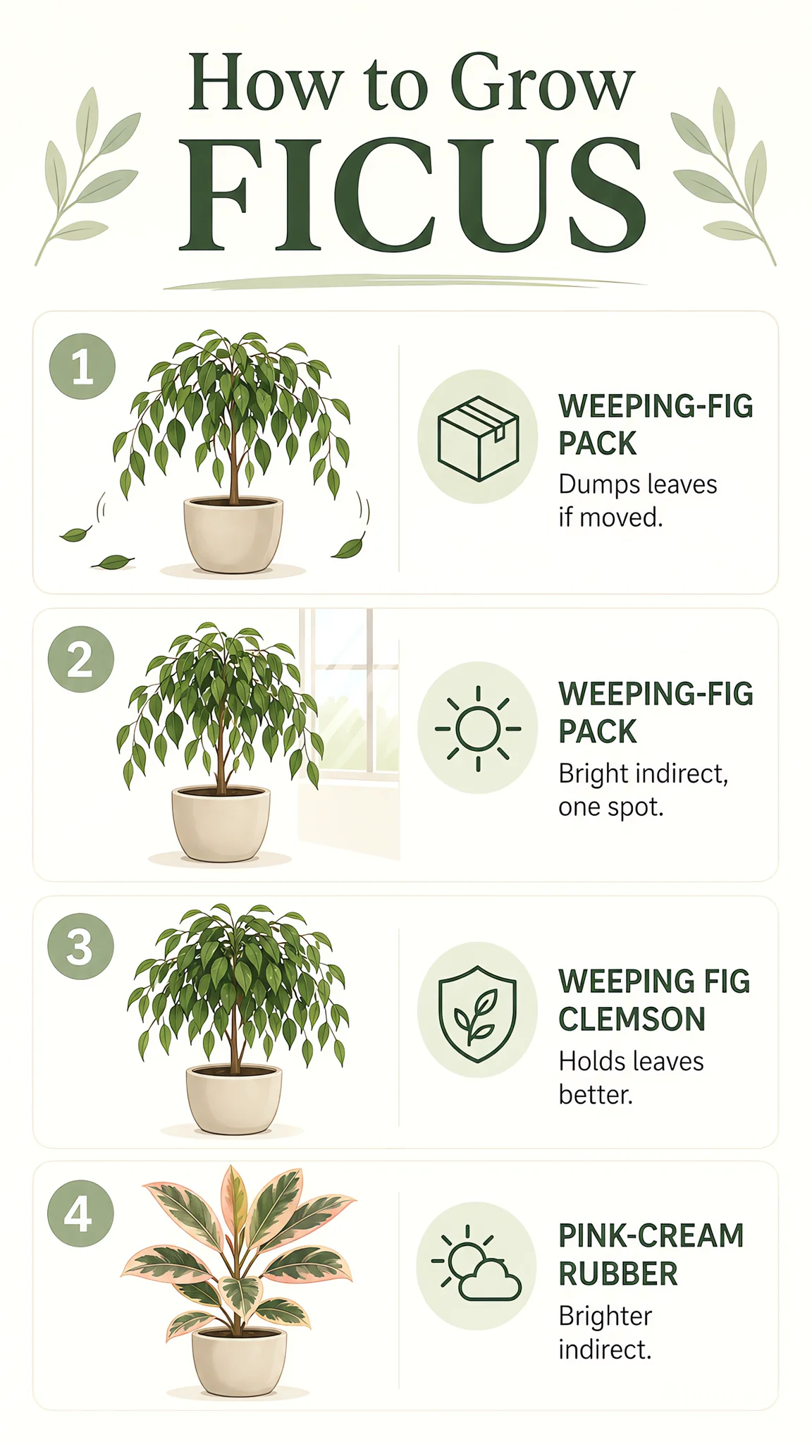 How to Grow Ficus care summary diagram