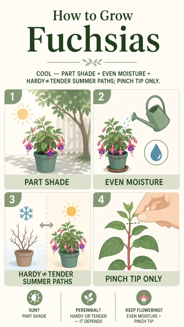 How to Grow Fuchsias care summary diagram