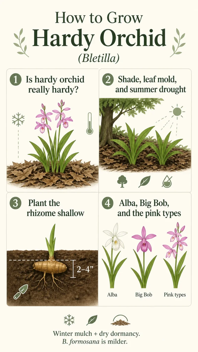 How to Grow Hardy Orchid care summary diagram