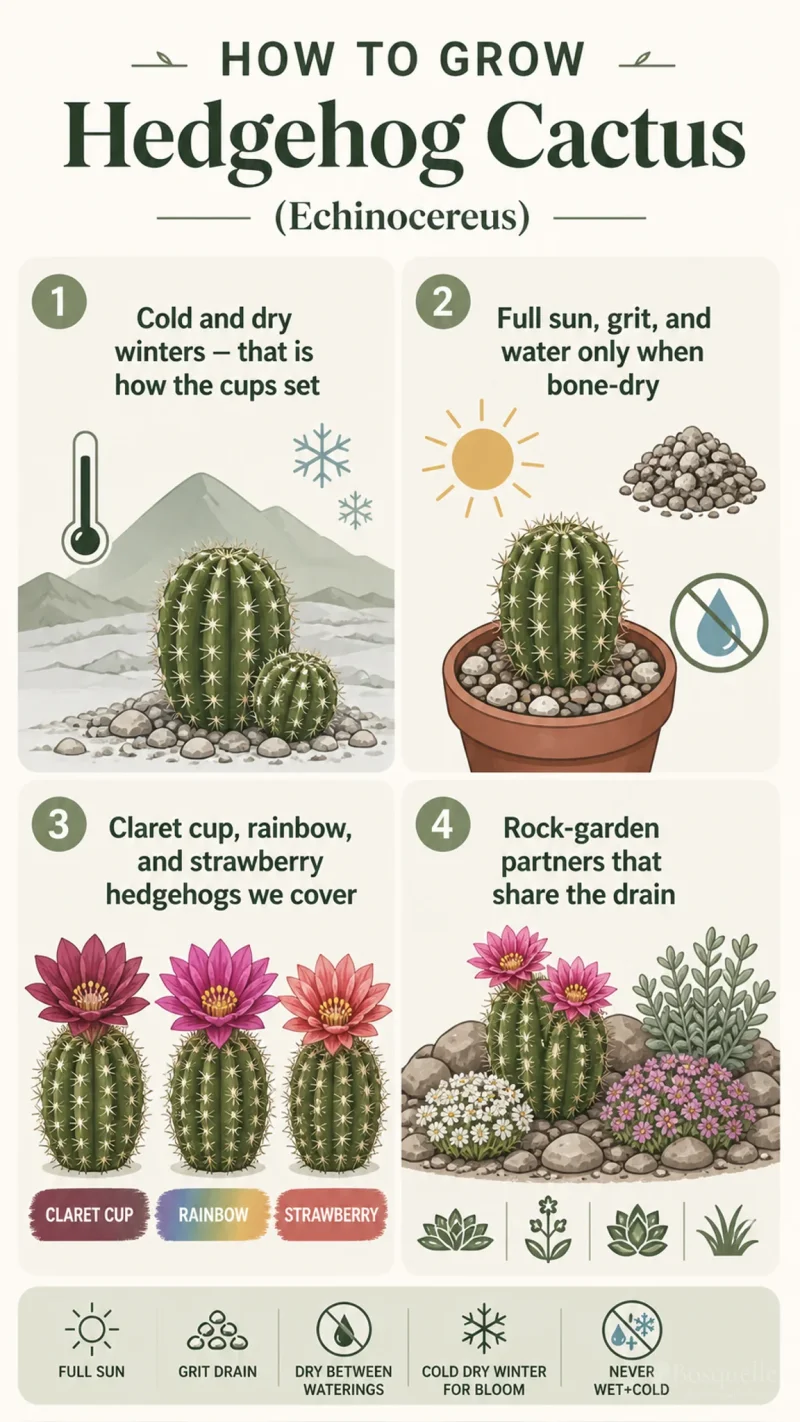 How to Grow Hedgehog Cactus care summary diagram
