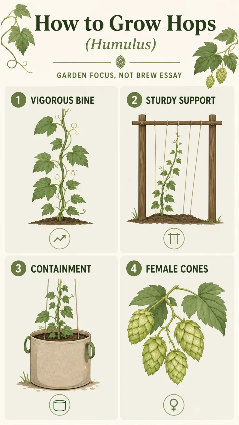 How to Grow Hops care summary diagram