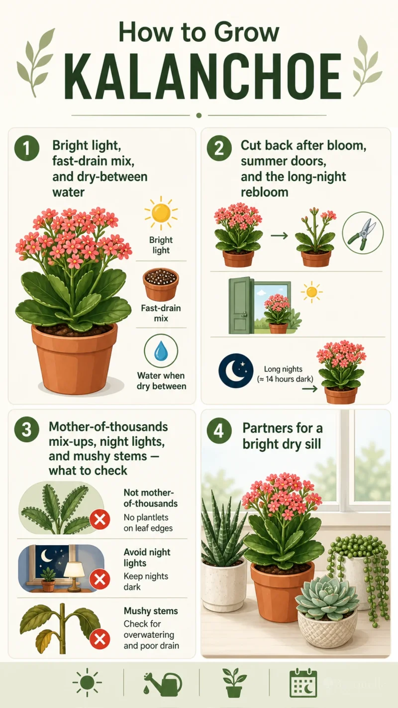 How to Grow Kalanchoe care summary diagram