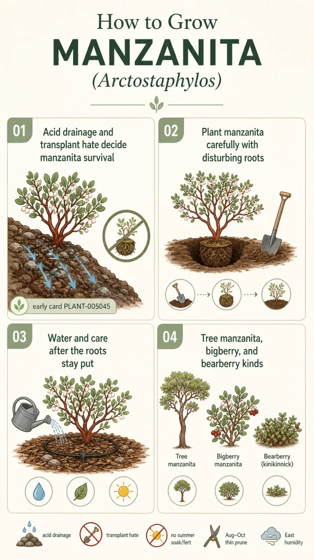 How to Grow Manzanita care summary diagram