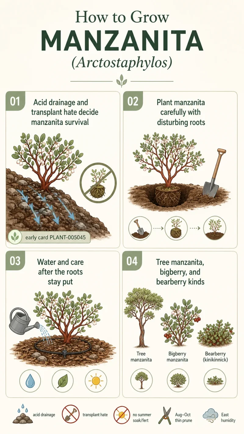 How to Grow Manzanita care summary diagram