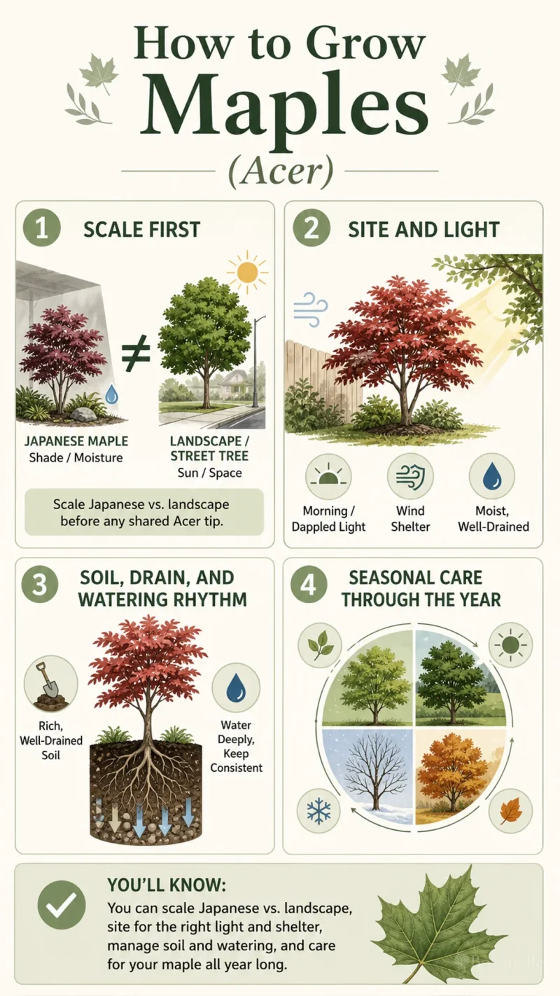 How to Grow Maples care summary diagram
