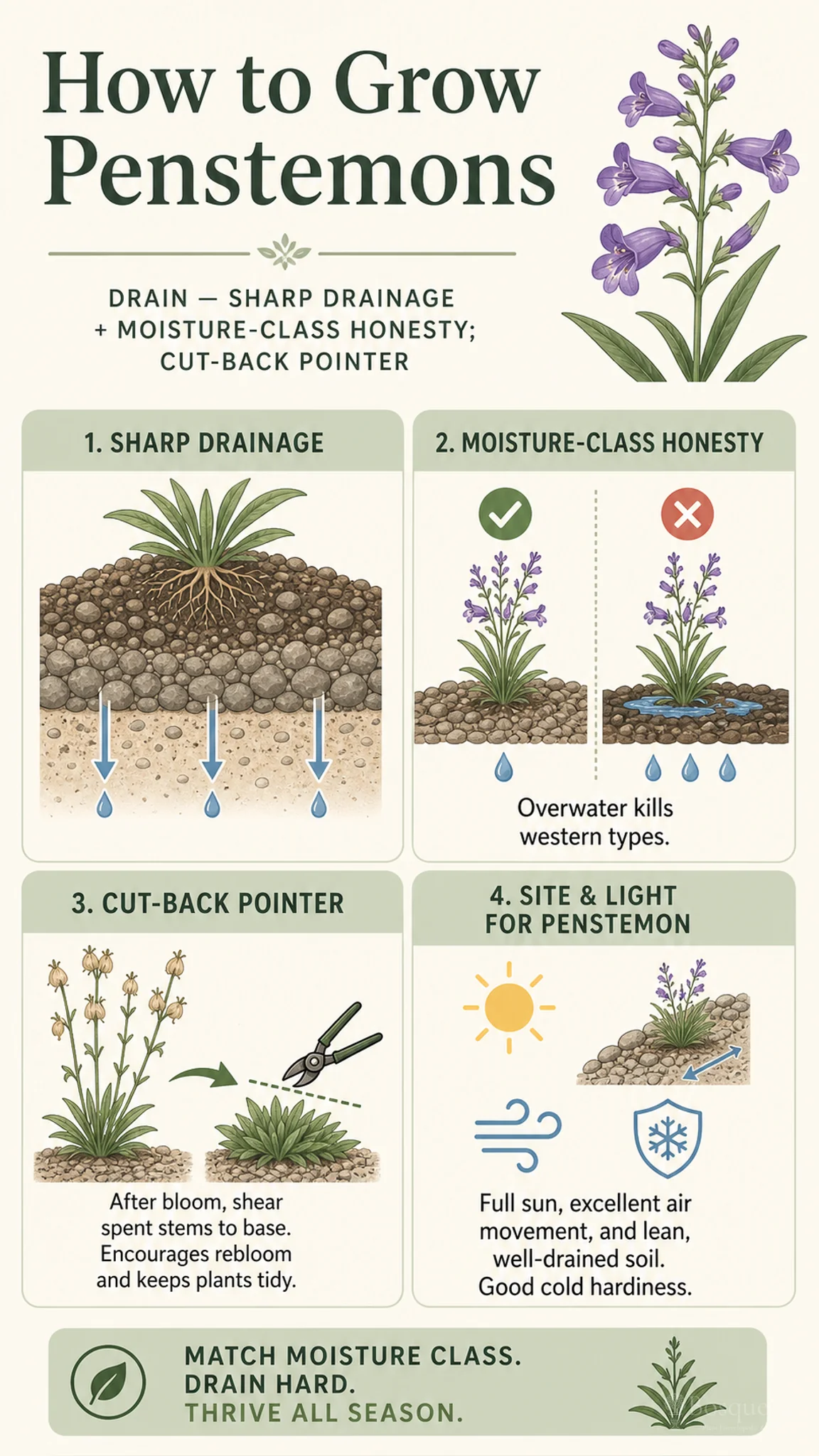 How to Grow Penstemons care summary diagram
