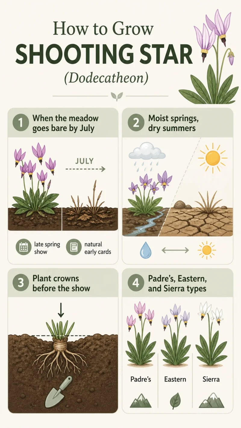 How to Grow Shooting Star care summary diagram