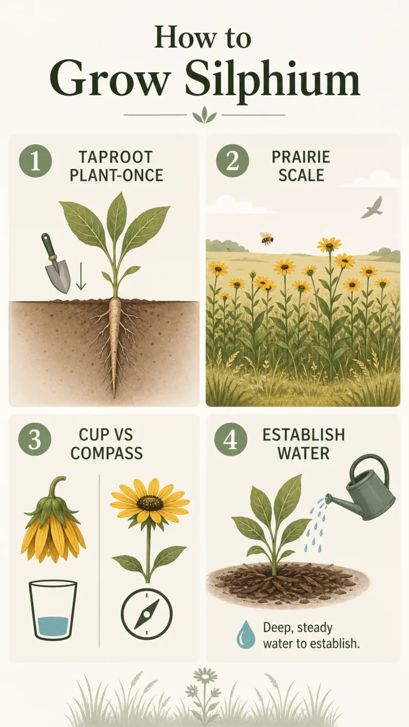 How to Grow Silphium care summary diagram