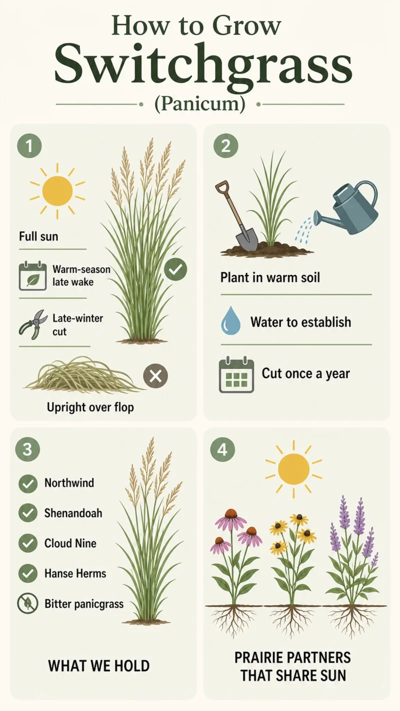 How to Grow Switchgrass care summary diagram