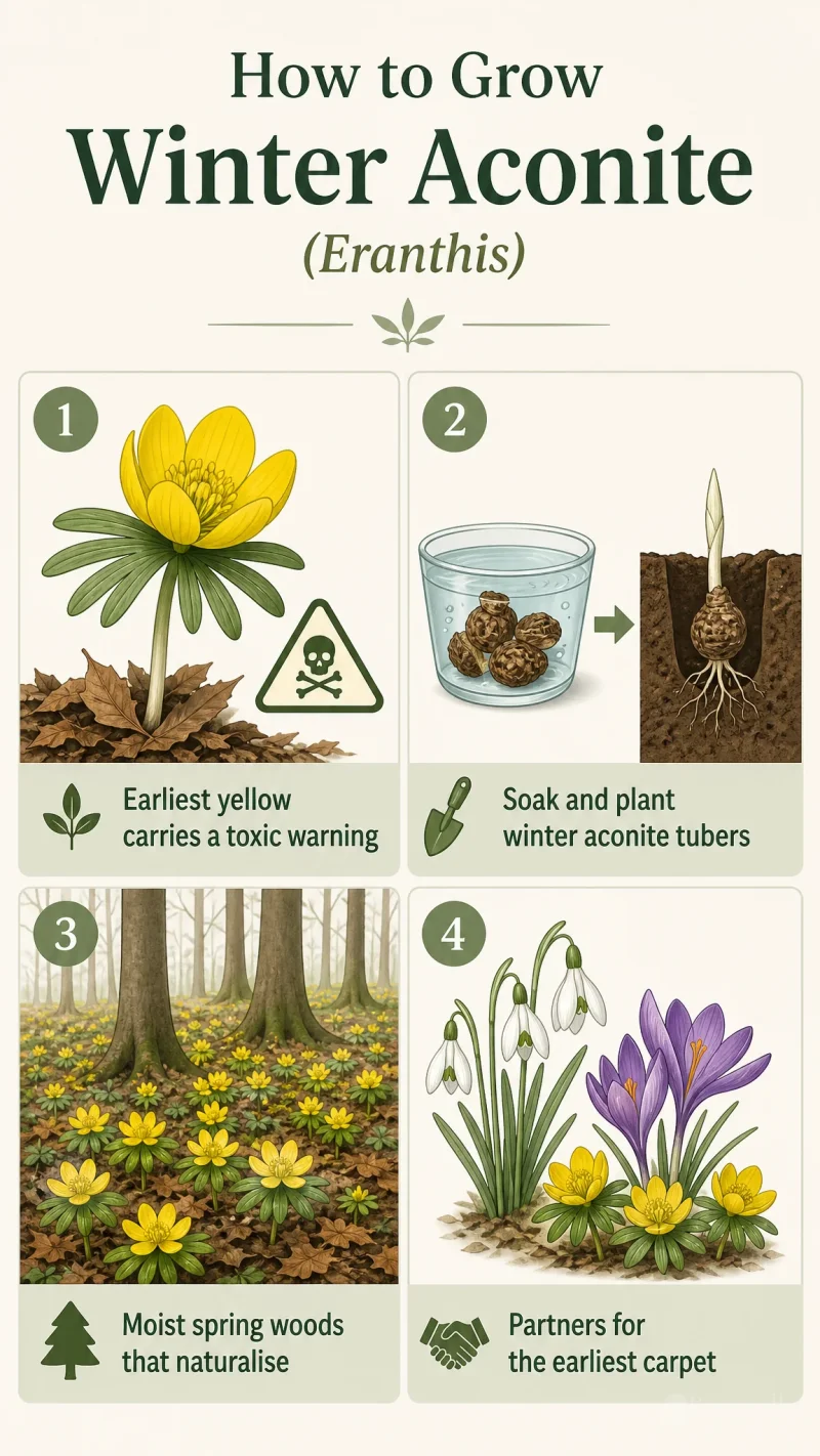 How to Grow Winter Aconite care summary diagram
