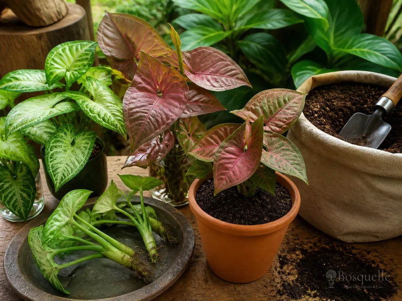Propagate Arrowhead Plant From a Stem With a Node guide illustration