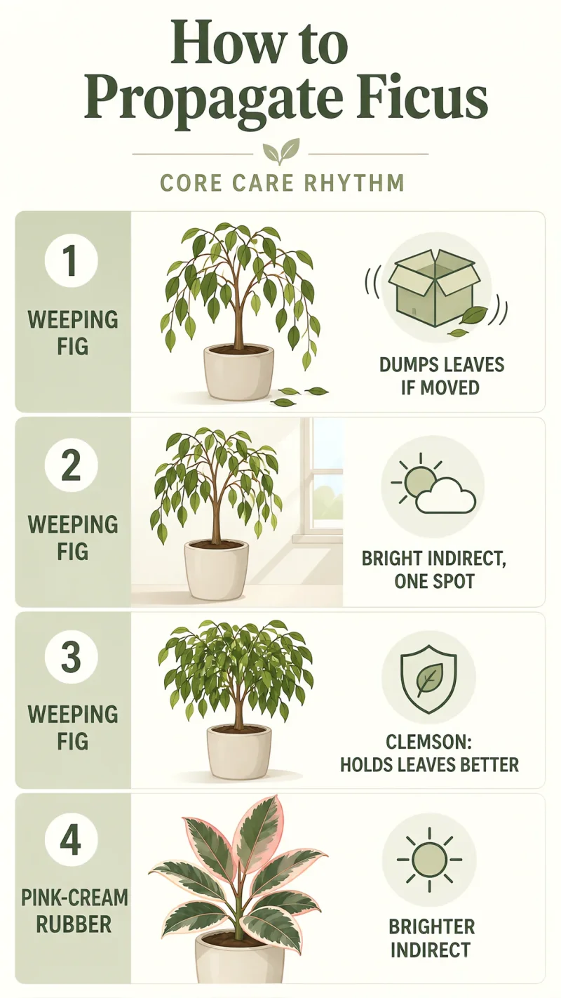 How to Propagate Ficus care summary diagram