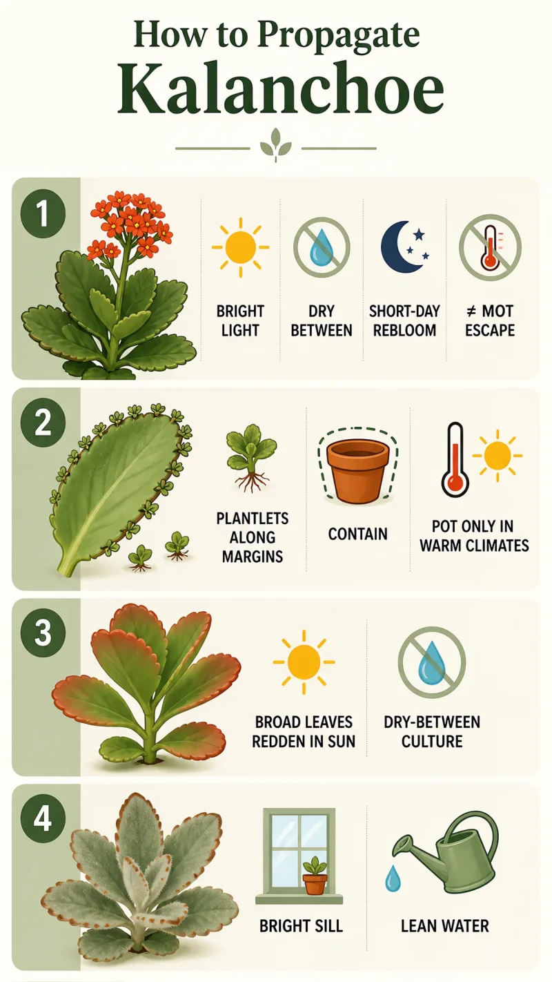 How to Propagate Kalanchoe care summary diagram