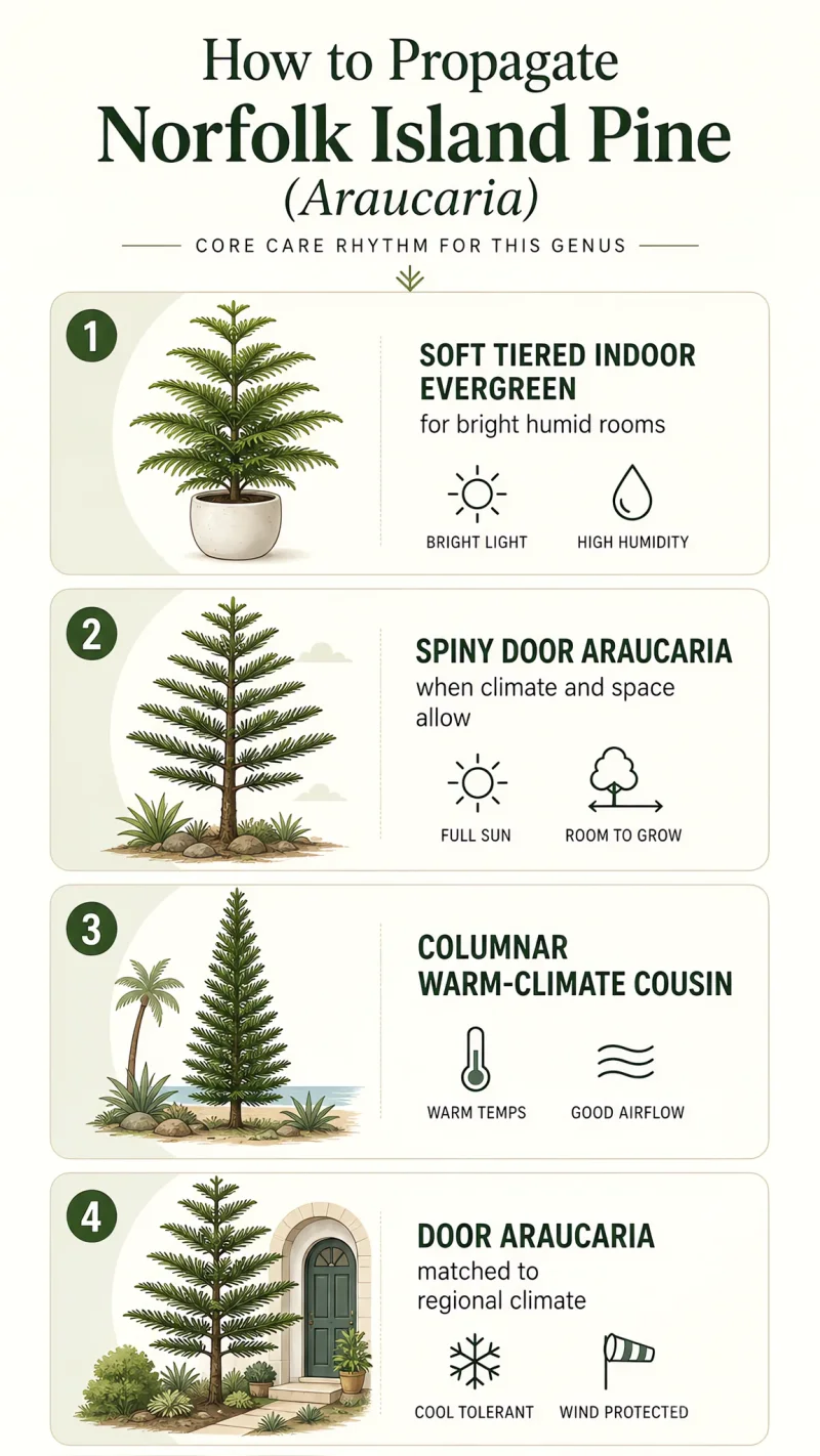 How to Propagate Norfolk Island Pine care summary diagram