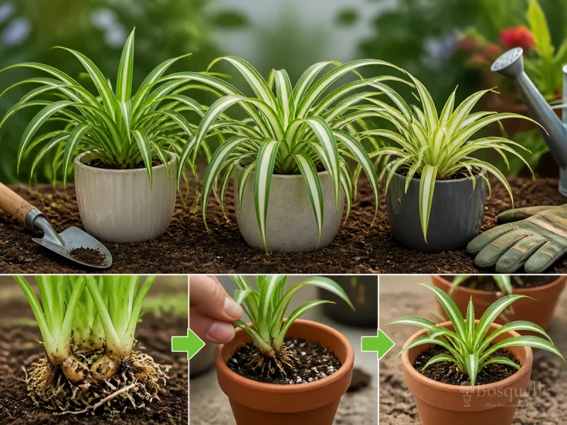 Propagate Spider Plant – Rooted Plantlet on the Mother guide illustration