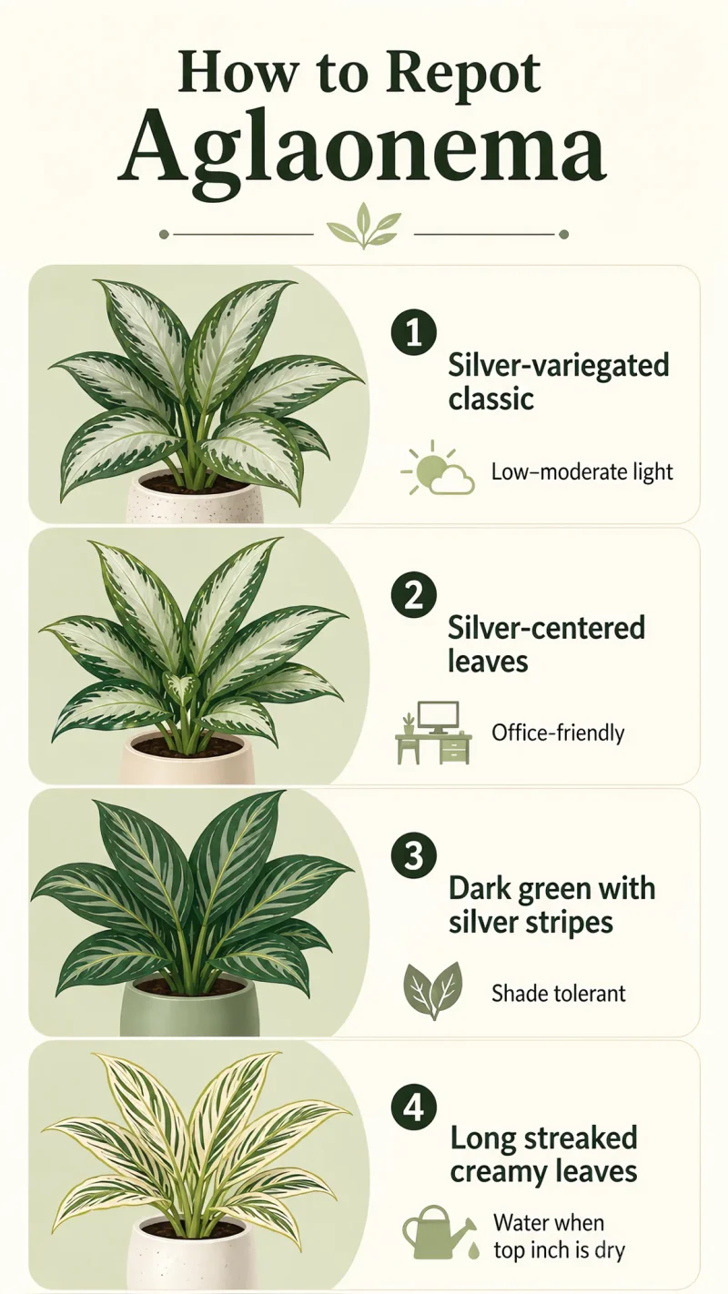 How to Repot Aglaonema care summary diagram