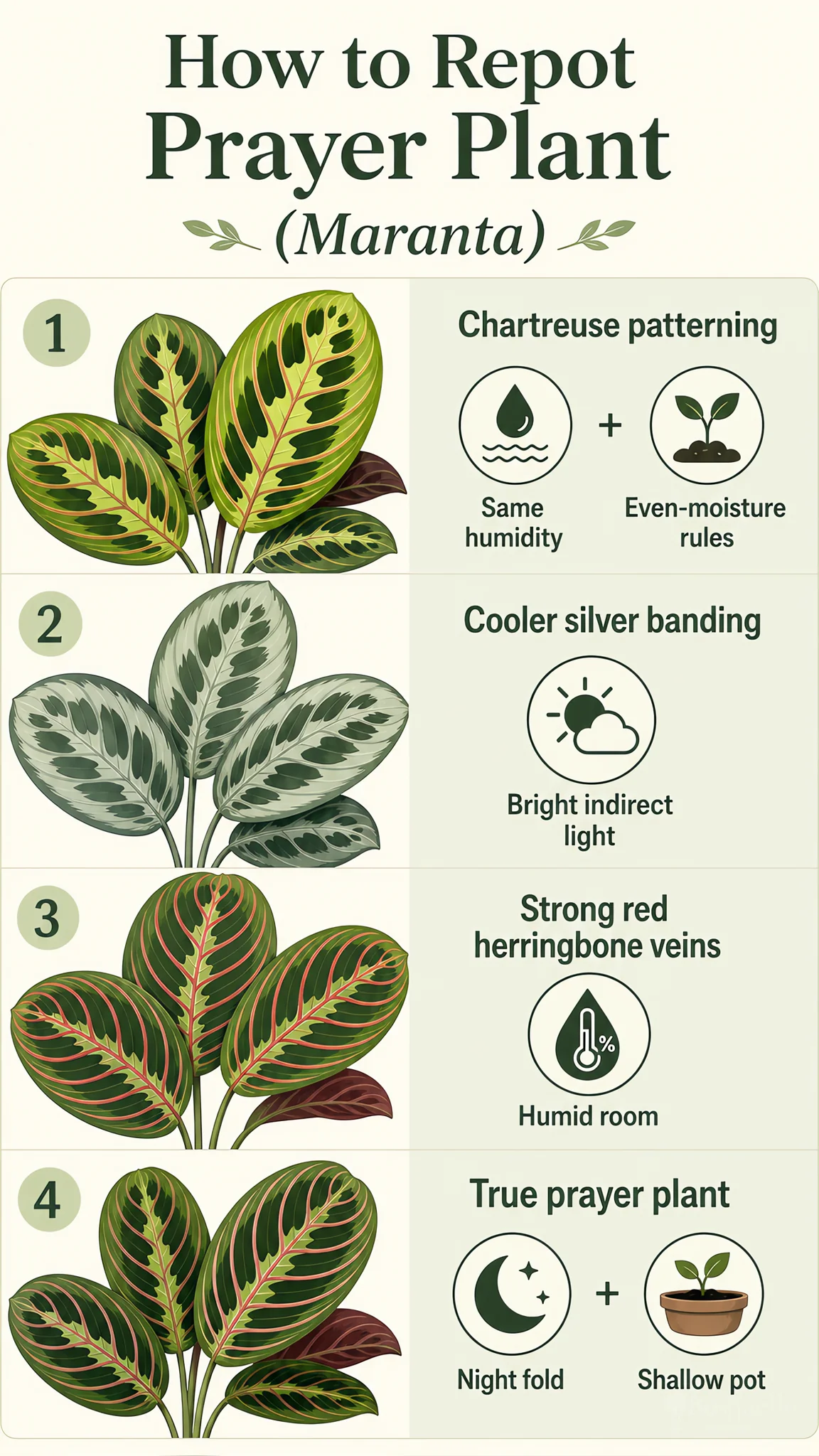 How to Repot Prayer Plant care summary diagram