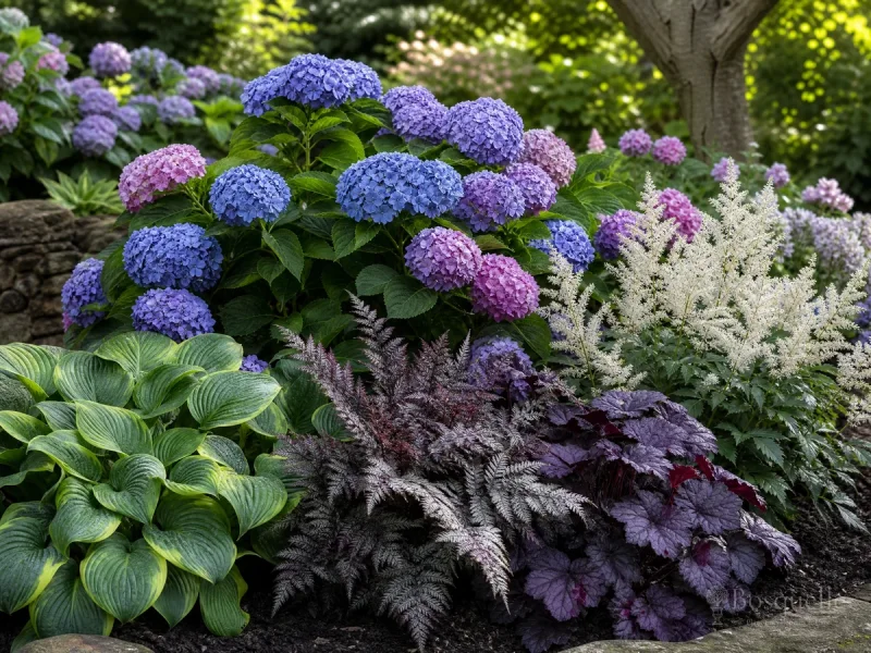 Hydrangea Companion Plants — for Bigleaf Hydrangea 'Hamburg'