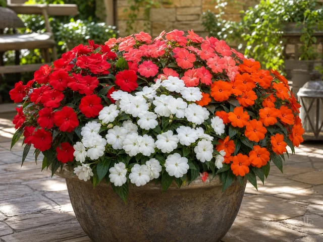 Impatiens in Containers — for Sunpatiens Spreading Clear White Impatiens