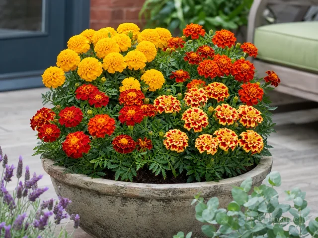 Marigolds in Containers — for African Marigold Big Duck Gold F1