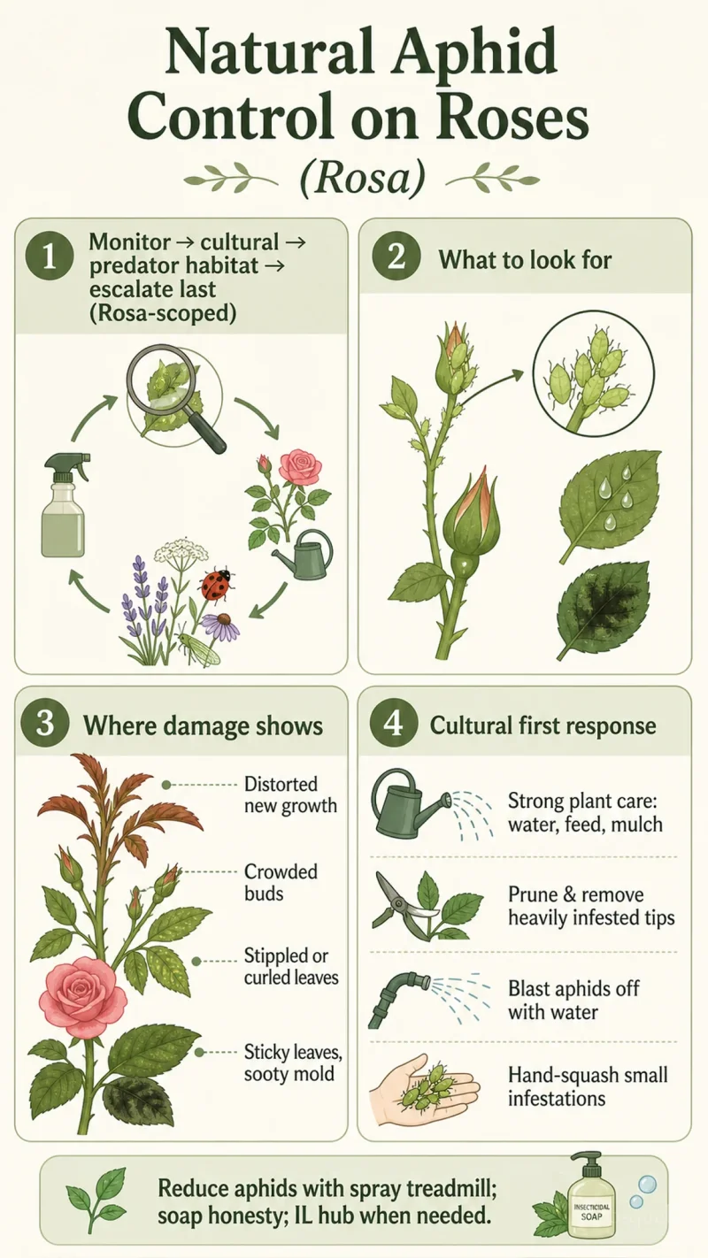 Natural Aphid Control on Roses care summary diagram