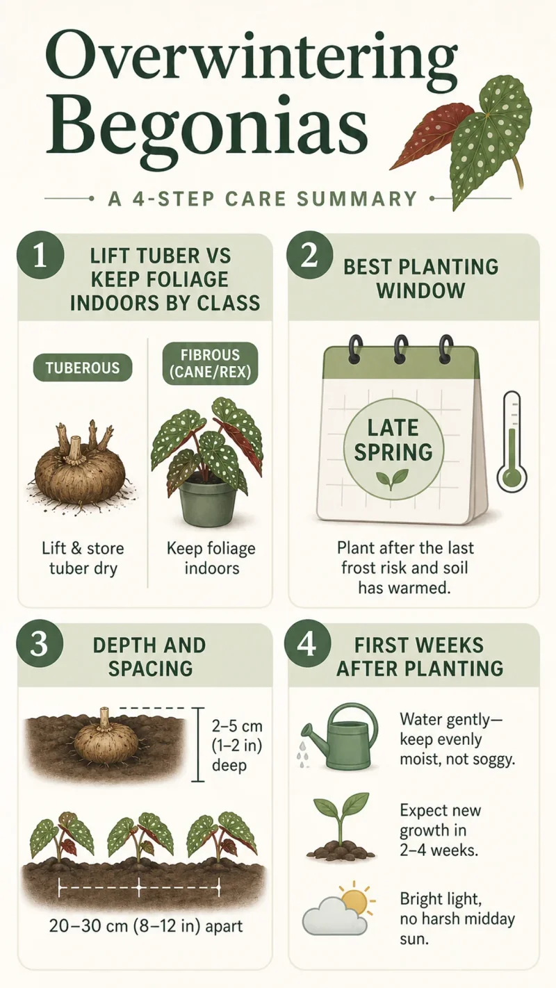Overwintering Begonias care summary diagram