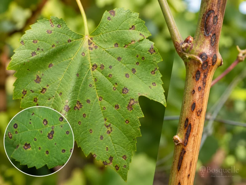 Phomopsis Cane and Leaf Spot disease illustration