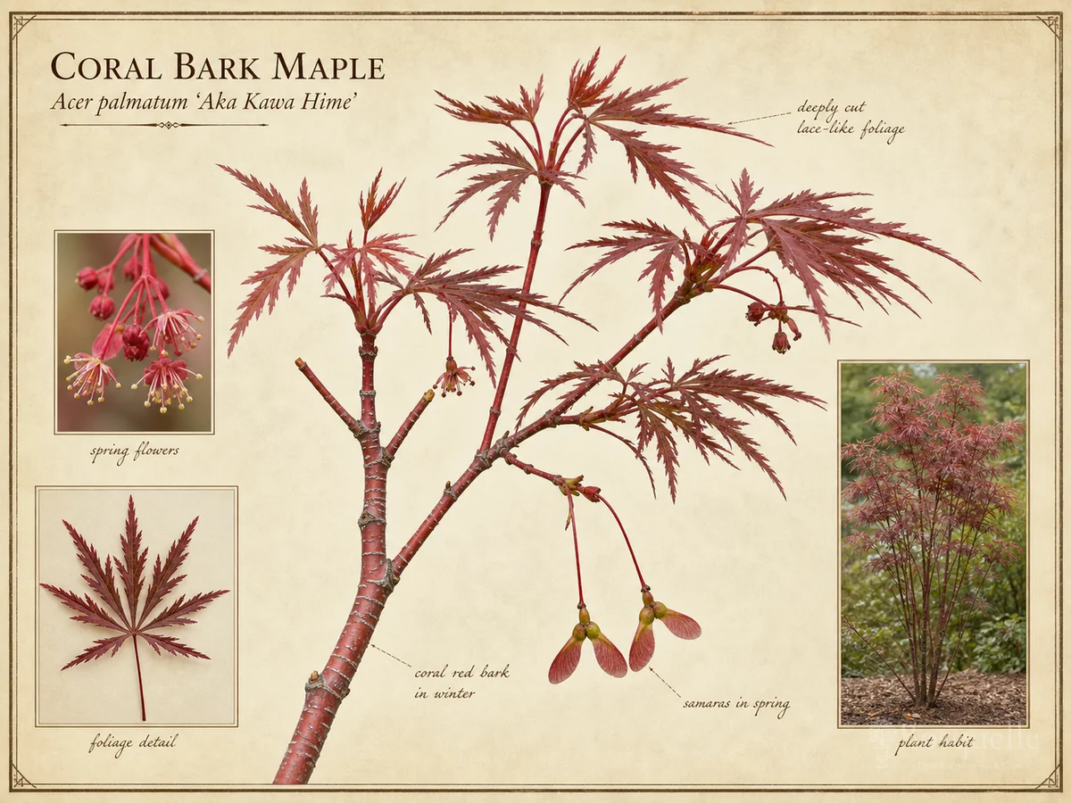 Coral Bark Maple (Acer palmatum ‘Aka Kawa Hime’)